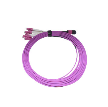 8 Fibers LC MPO OM4 Multimode Patch Cord With Female Connector